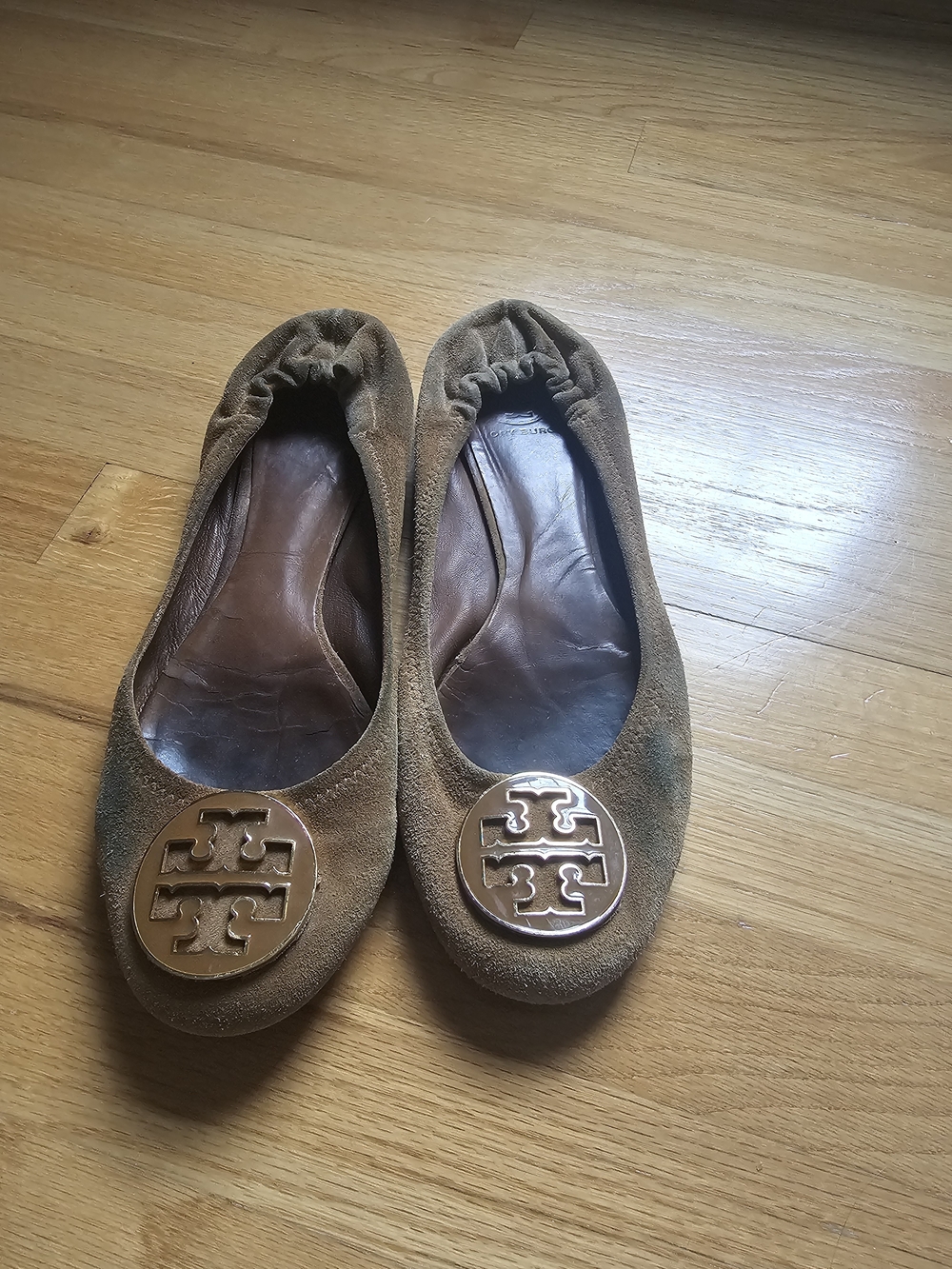 Tory Burch Brown Suede Reva Ballet Flats
